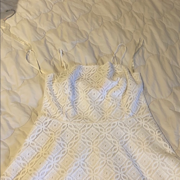 White eyelet A-Line spaghetti strap Lilly dress - Picture 2 of 6